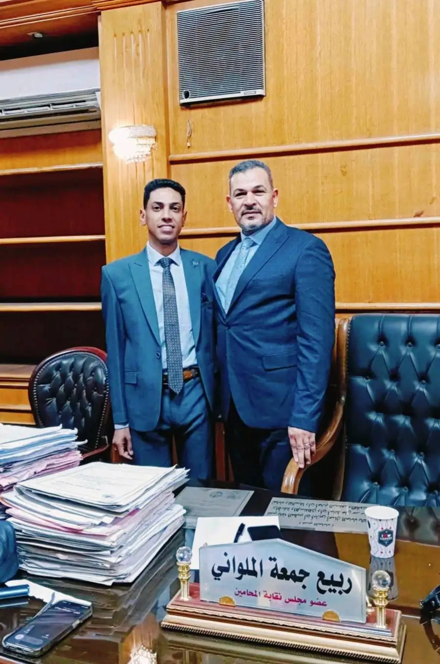 محمد عادل فايد يهنئ النقيب ربيع جمعة الملواني بمناسبة حصوله على درجة الماجستير بتقدير جيد جدًا